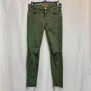 Joe’s Jeans Olive Green Ripped Skinny Ankle Jeans